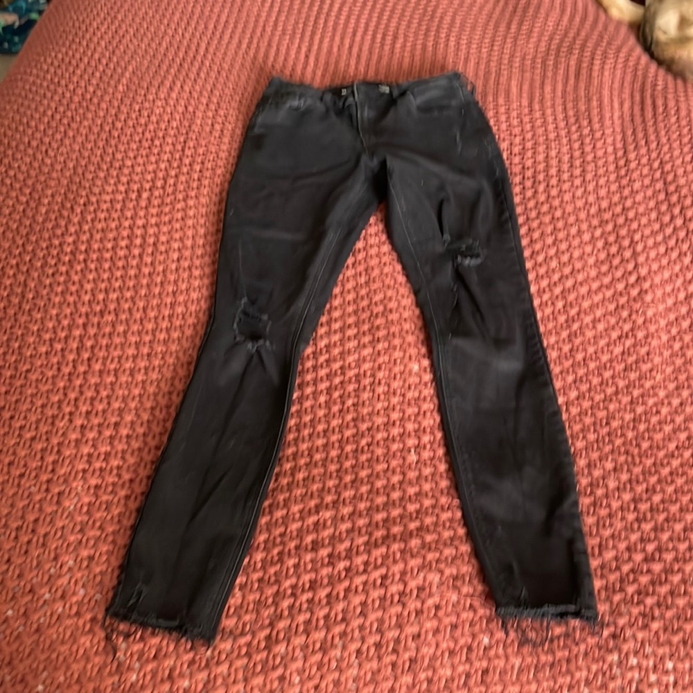 Old navy mid rise super skinny rock star black jeans sz 0